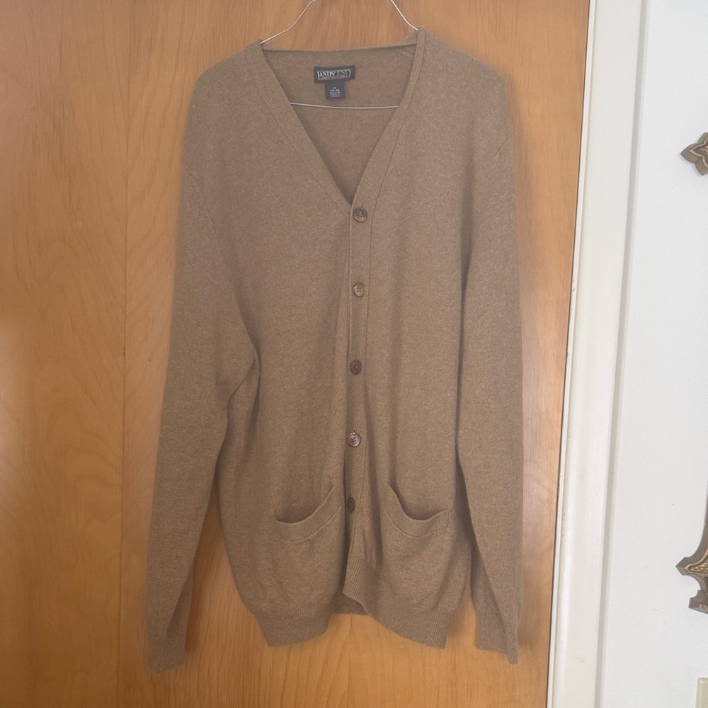 Lands end Brown Men's Cardigan cashmere Sweater